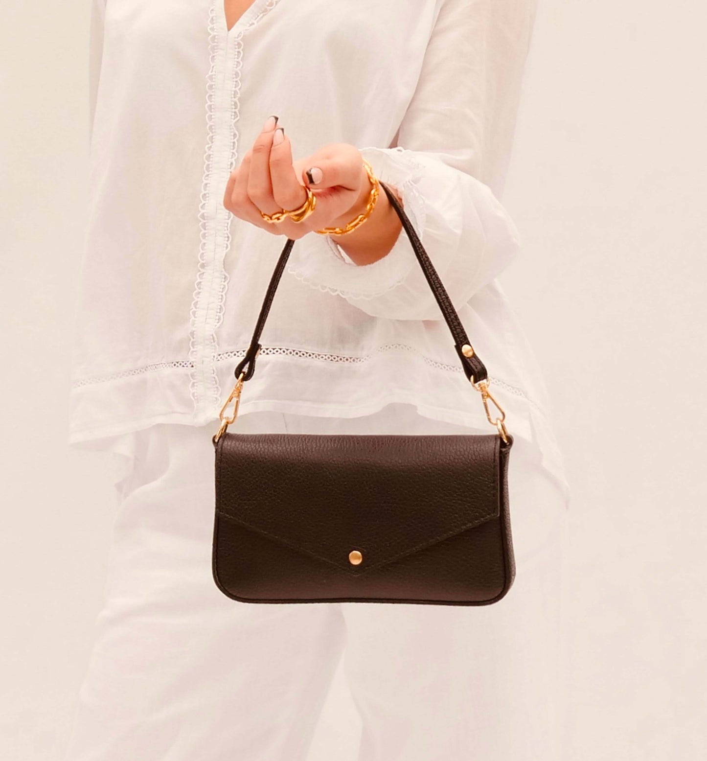 Fobela Munro Black Leather Shoulder Bag