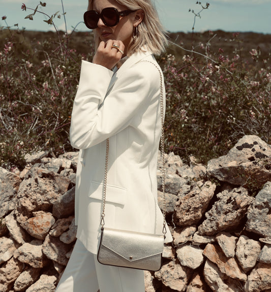 Fobela Munro Gold Leather Shoulder Bag