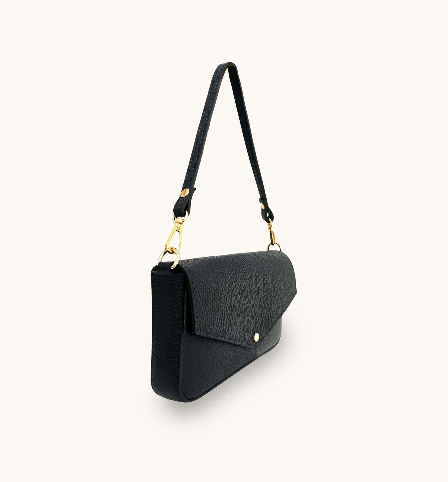 Fobela Munro Black Leather Shoulder Bag