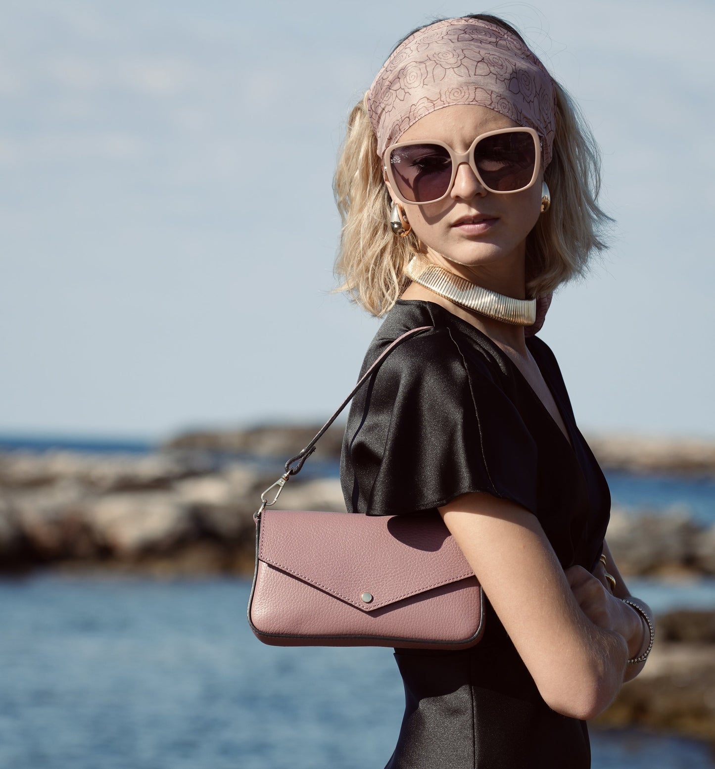 Fobela Munro Antique Rose Leather Shoulder Bag