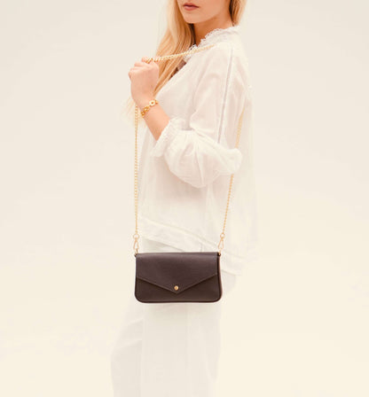 Fobela Munro Black Leather Shoulder Bag