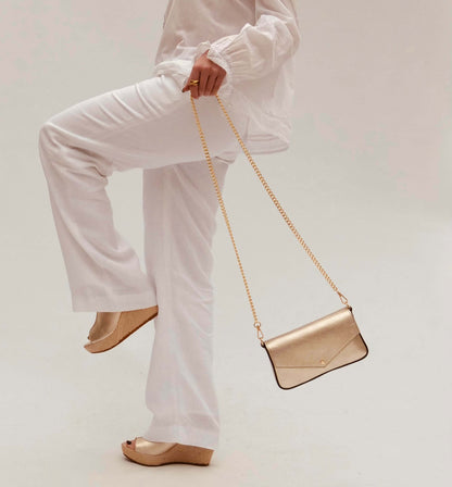 Fobela Munro Gold Leather Shoulder Bag